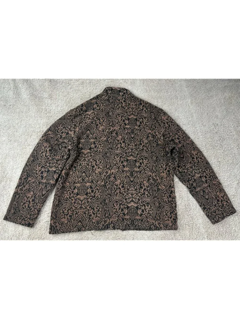 Vintage White Stag Tapestry Jacket Womens Large L Black Toasty Paisley Zip Up